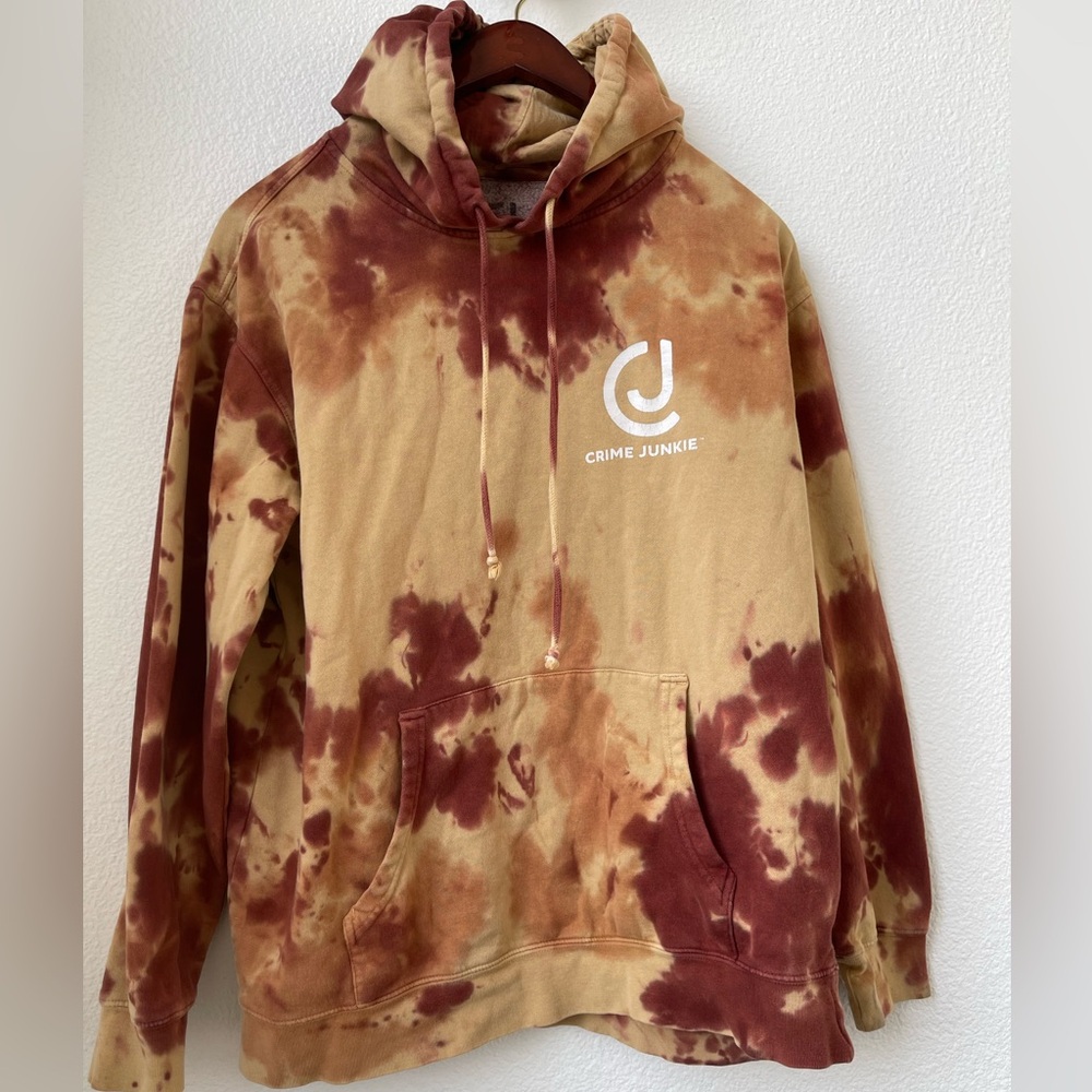 Crime Junkie Podcast Auburn Tan Tie Dye Hoodie Pullover Sweatshirt Unisex Small